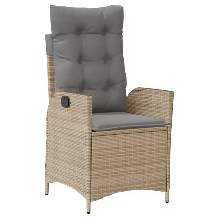 Sillón reclinable de Jardín con almohadas PE beige mezclado - 1