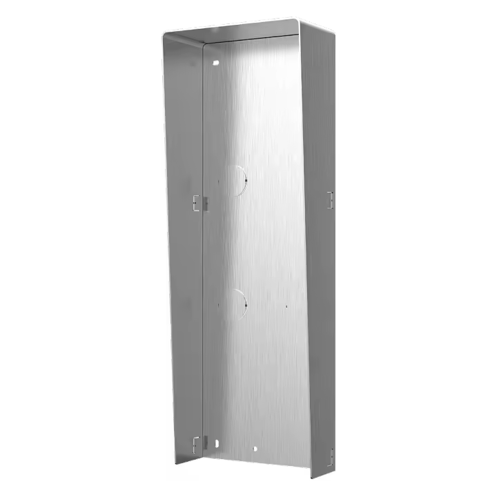 Caja de registro en superficie - Hasta 3 módulos - Especí­fica para videoporteros Hikvision - Compatible con módulos Hikvision - Con visera - Panel fabricado en acero inoxidable - 1