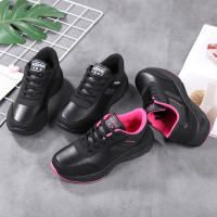 Zapatillas De Correr Para Mujer 2024 Cuero Ligero Y Cómodo Negras Antideslizantes Zapatillas Casuales Con Cordones Para Deporte Al Aire Libre - details 0