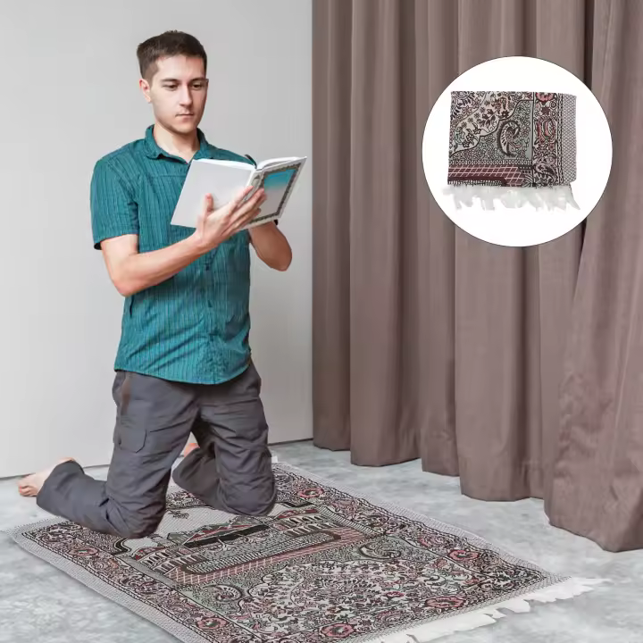 Alfombra De Oración Musulmana Cómoda Y Portátil Alfombra De Algodón Para Meditación Tapete Islámico Rugs Cushions - 1