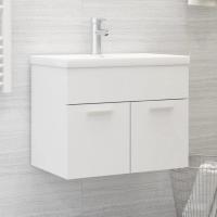 vidaXL Mueble con lavabo madera de ingeniería en color Negro/Blanco | almacenamiento funcional diseño moderno para baño dormitorio sala - details 1