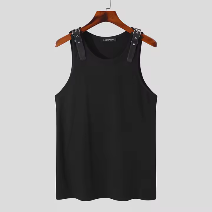 Chaleco De Cuero Para Hombre Ajustado Y Cómodo Casual Color Sólido Tamaño S-5XL INCERUN Top 2023 O-Neck Sin Capucha - 1