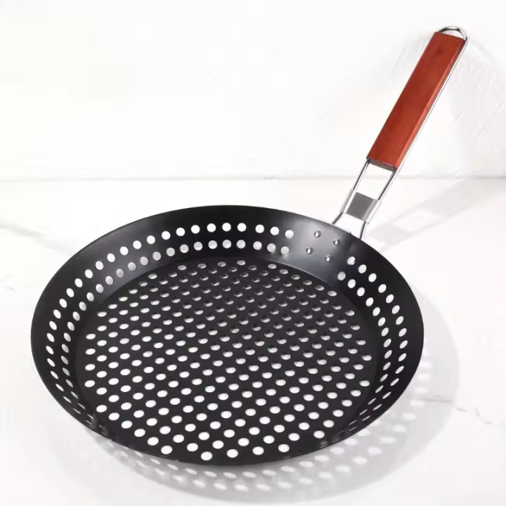 Cesta De Barbacoa Con Perforaciones Y Manija Plegable Para Camping Picnic BBQ Asado Al Aire Libre Y Hornear - 1