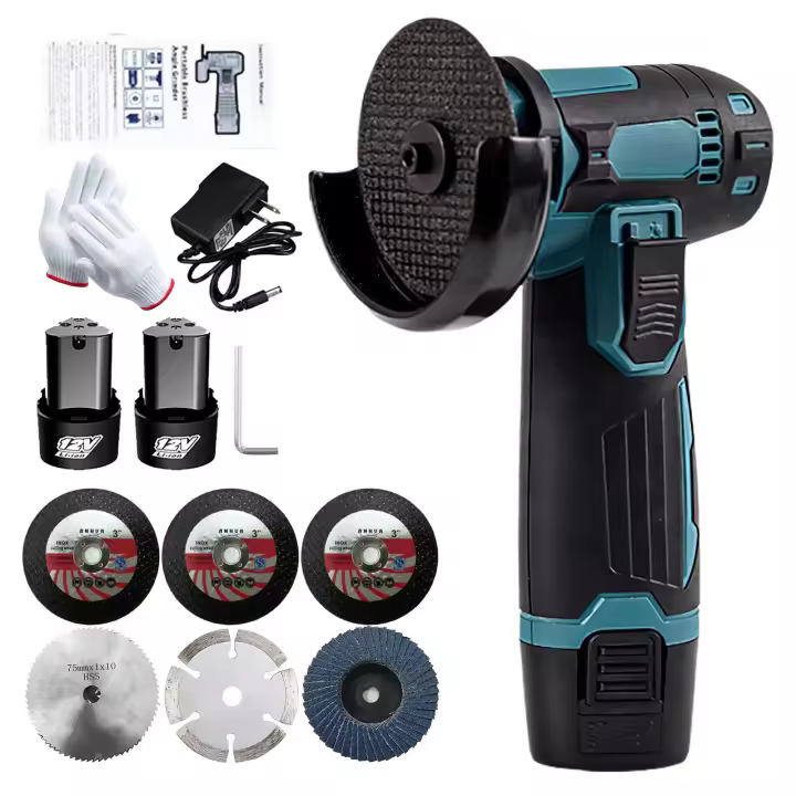 12V Mini Angle Grinder with Rechargeable Lithium Battery Cordless Polishing Machine Diamond Cutting With Accessories - 1