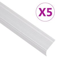 vidaXL Perfiles de peldaños forma de L 5 uds aluminio 100 cm en color champán/Marrón/Plateado - details 2