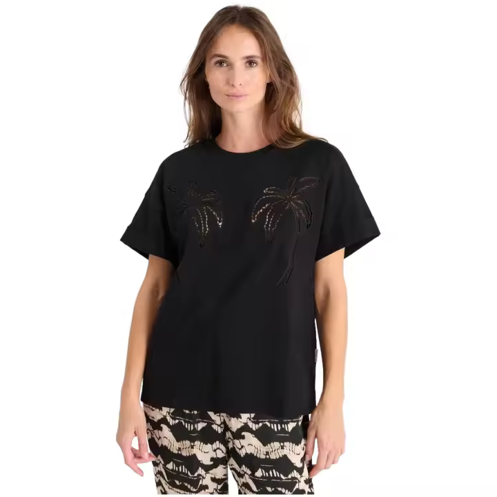Camiseta LE TEMPS DES CERISES Istan con Palmeras Caladas en el Delantero Color  Negro - 1