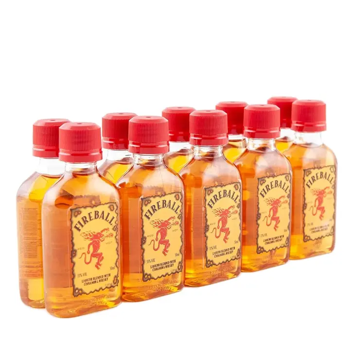 Pack de 10 Mini Botellitas Licor Fireball 5 Cl - Hecho con Whisky Canadiense - 33% - 1