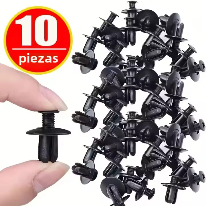 Clavija De Plástico Para Coche 8mm Fijador De Empuñadura Negra Para Parachoques Y Bumper 10/50/100 Piezas Accesorios De Automóvil - 1