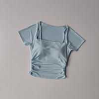 Nueva Prenda De Verano Para Yoga Mujer: Camiseta Deportiva De Malla Con Falsas Piolas Y Cintura Fija Manga Corta Para Correr Y Fitness - details 3