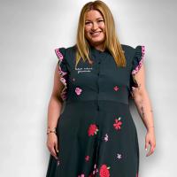 Vestido Paula Anabel Lee Mujer | Floral Rojo Rosa Asimétrico | Tejido Mágico Tirantes Volantes - details 3