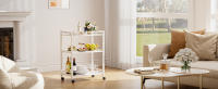 Carrito de Bar Blanco, Carrito de Servicio, Carrito de Cocina de 3 Niveles con Ruedas y Almacenamiento, Carrito de Bebidas Alcohólicas para Comedor Sala de Estar - details 0