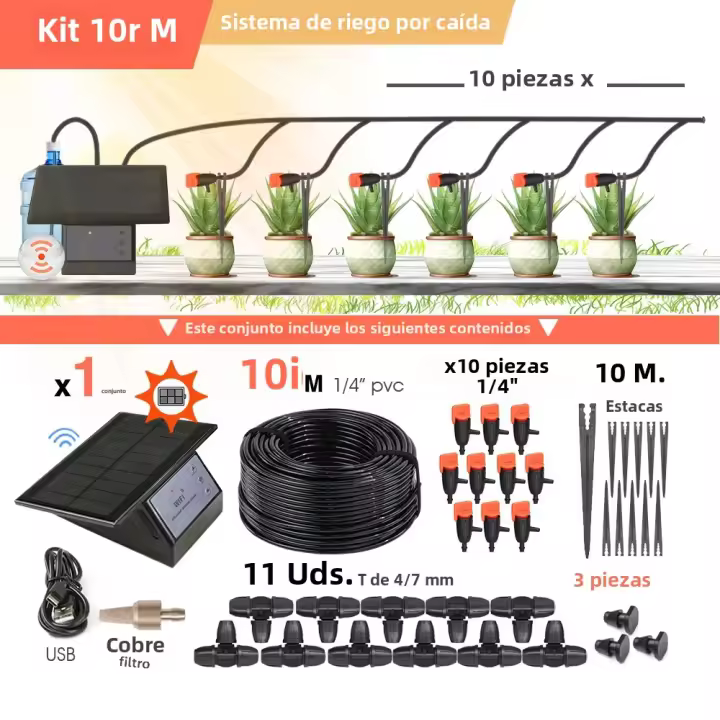 Sistema De Riego Por Aspersión Inteligente Con Timer Solar Y Control Remoto Tuya Wifi Antideslizante Para Jardín Y Plantas - 1