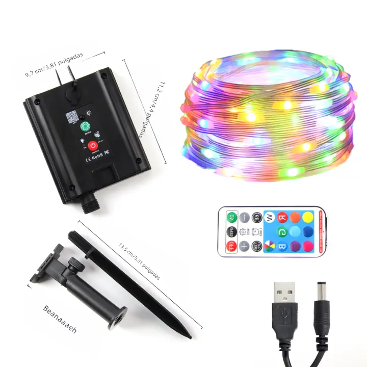 Luces De Navidad Bluetooth Inteligentes RGBIC LED Solar Impermeables Para Exterior Decoración De Año Nuevo Lámpara Fae Tirada 8M 12M - 1