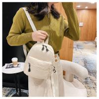 Mochila Mini Para Mujer De Nylon Blanco Estilo Casual Con Bolsillo Exterior Cierre De Cremallera Adecuada Para Escuela Y Viajes - details 13