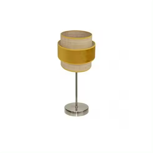 FABRILAMP Lámpara de Mesa Sobremesa Reyes 1xe14 Cuero/Natural-Yema 43x18x18 Cm - Elegante Diseño - 1