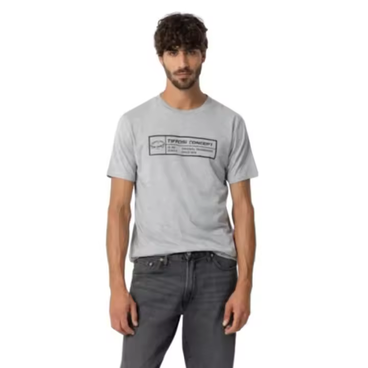 Tiffosi - Camiseta de Manga Corta para Hombre - Print Central - Gris - 1