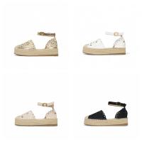 HLUNA - Sandalias Alpargatas con plataforma Diseño de Encaje Beige y Dorado Oro - Puntera cerrada talón cubierto con pulsera al tobillo de hebilla - fzf23-67 FZL24-33 FZL-008 - details 0