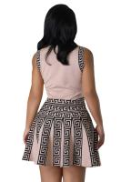 Vestido Mini De Oficina Para Mujer Estampado Y Elástico De Tenis Con Cuello Redondo Y Falda Plisada Casual Middle Age Polyester - details 45