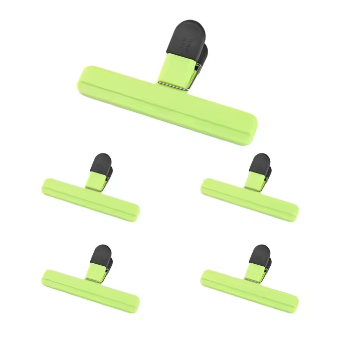 Clips de plástico para bolsas de chips, juego de 5, duraderos, herméticos, reutilizables, clips de sellado de alimentos, disponibles en varios colores, para el hogar, la cocina y los viajes (beige) - 1