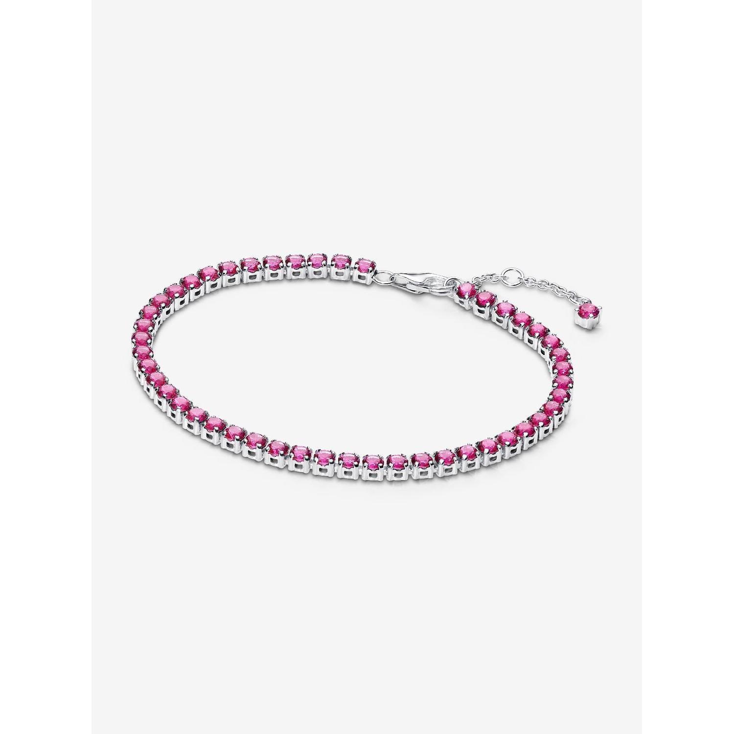 Pandora - Pulsera de tenis rosa brillante - Plata de ley