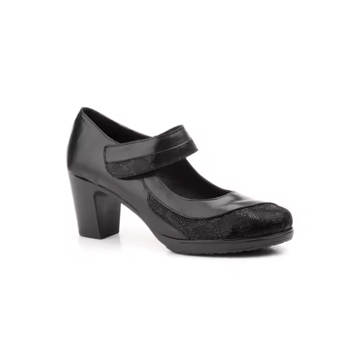 Mº5016 NEGRO Hecho en España Zapatos Mujer Piel NEGRA Numeración: 35-41 Marca: JAM Color: NEGRO SALON EN PIEL MUY COMODOS CON TACON Y PLATAFORMA Y CIERRE DE VELCRO PARA HACERLO MAS COMODO A LA HORA DE PONER Y QUITAR GRAN CALIDAD Y ELEGANCIA - 1