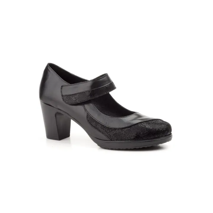 Mº5016 NEGRO Hecho en España Zapatos Mujer Piel NEGRA Numeración: 35-41 Marca: JAM Color: NEGRO SALON EN PIEL MUY COMODOS CON TACON Y PLATAFORMA Y CIERRE DE VELCRO PARA HACERLO MAS COMODO A LA HORA DE PONER Y QUITAR GRAN CALIDAD Y ELEGANCIA - 1