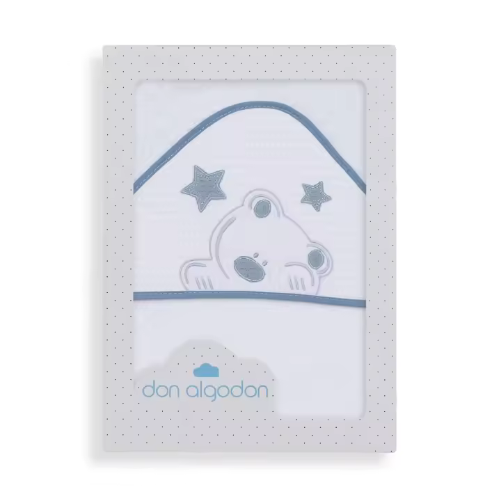 CAPA DE BANHO-100X100-400 GSM ALGODÃO TERRY-MOD. VIGGO BRANCO/PETRÓLEO - 1