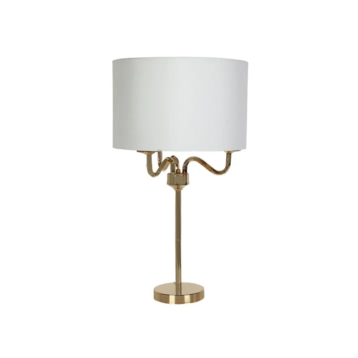 LAMPARA DE MESA METAL DORADO PANTALLA BEIGE HM111107 FIJALO - 1