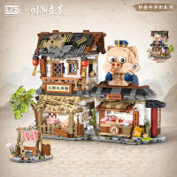 LOZ Mini Tienda De La Calle Creativa Juguete De Bloques De Construcción Para Niños Despliegue Plegable Tienda De Carne Algodón Azul Y Blanco - details 4
