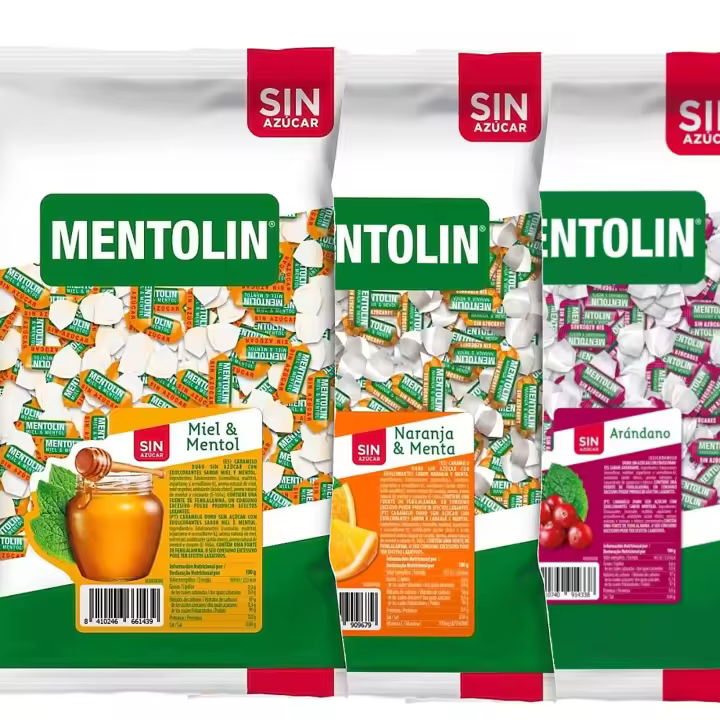 MENTOLIN PACK 3 Kg caramelos sin azúcar duros Miel Mentol & Naranja & Arandano - 1