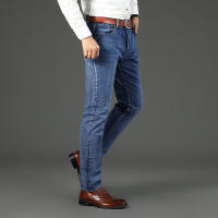 Nuevos Jeans Clásicos Para Hombre Primavera Otoño Moda Negocios Pantalones Vaqueros Rectos Estirados Azul Cómodos De Medio Cinturón - details 30