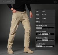 Pantalones Tácticos Caqui Para Hombre Con 4 Bolsillos Y Cintura Elástica Pantalones De Trabajo Militares Para Acampar Y Senderismo - details 1