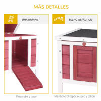 PawHut Conejera de Madera Exterior Jaula Caseta para Roedores Mascotas Pequeñas con Techo Asfáltico Abatible y Rampa Antideslizante 42x51x43 cm - details 5