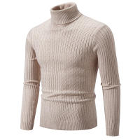 (Mejor) Hombres suéter de cuello alto Color sólido Lana Casual Invierno Chaqueta caliente Deporte suéter de cuello alto - details 3