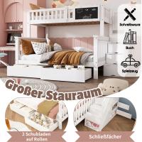 Litera Infantil Doble Función - Cama Superior 90x200 + Cuna Multifunctional 140x200 (Convertible en Estudio) with Pizarra, Cajones de Estira y Diseño Blanco Moderno - Sin Colchón - details 2