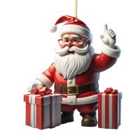 Colgante De Navidad De Santa Claus Y Payaso De Acrílico Rojo Para Decoración De Ventanas Y Coches Regalo De Adornos De Árbol De Navidad - details 1