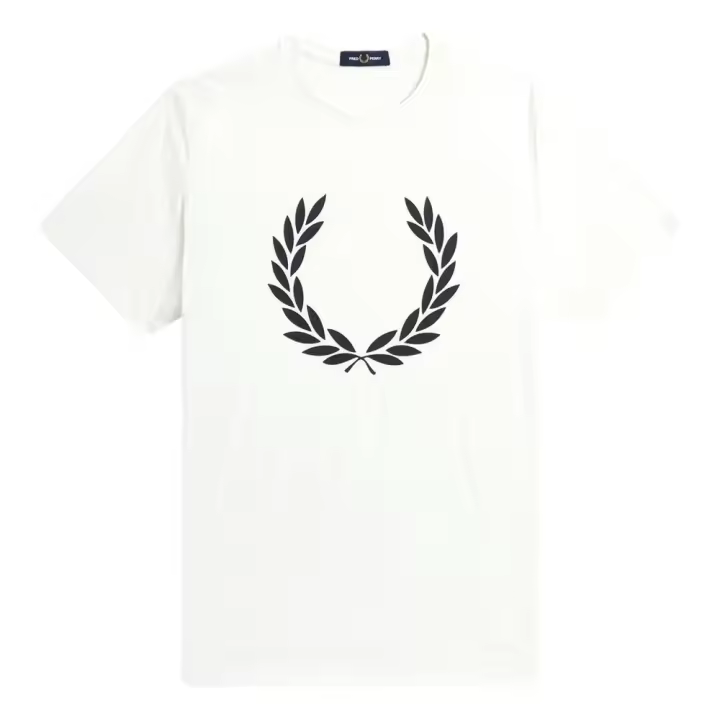 Fred Perry Laurel Wreath Print T-Shirt Snow White - 1