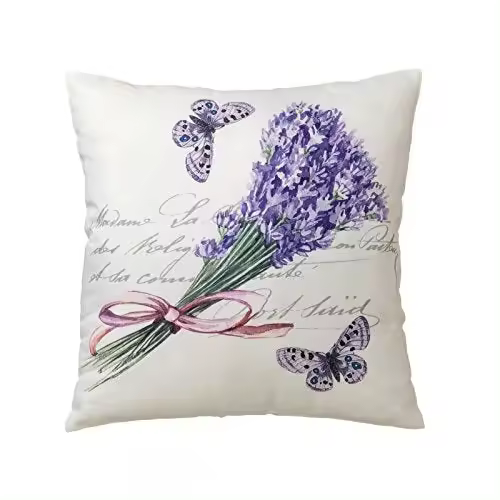 Cojín de 45x45 provenzal lila de microfibra para dormitorioFrance-DAMDAM GO - 1