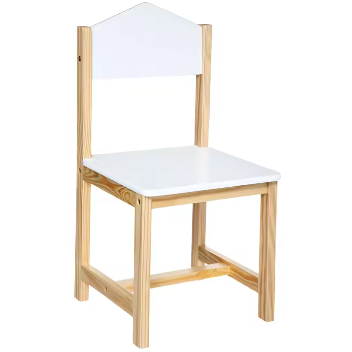 Silla Infantil forma de Casa Mueble Infantil Melamina y Madera Color Blanco y Roble - 1