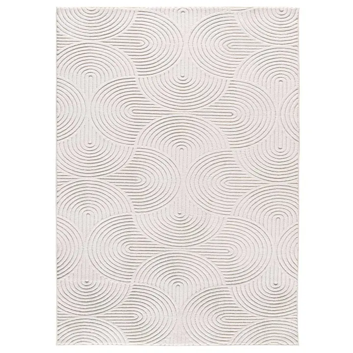 ATTICGO Alfombra de Interior de Estilo Geométrico con relieve en Crema - ESTILO 23040 | 60X110, 80X150, 120X170, 160X230, 200X290 cm - 1