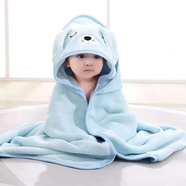 Envoltura De Bebé De Peluche Coral Con Gorro Para Recién Nacidos Ropa De Baño Para Bebés Y Niños Regalo De Baño De 80x80 Cm Unisex - 1