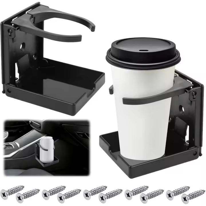 Portavasos para Coche, 2 Piezas Portavasos Coche Ajustable Universal, Soportes Plegables para Café Bebidas, Recipientes Bebidas con Tornillos, Portavasos Botellas Coches para Camiones Casas - 1