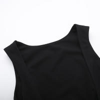 Vestido De Verano Para Mujer 2024 Estilo Europeo Y Estadounidense Cuello Redondo Sin Mangas Color Sólido Cintura Alta Manga Corta Casual Longitud De Rodilla - details 14