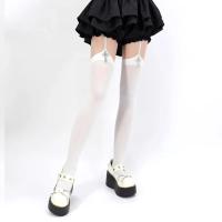 Medias De Rodilla Alta Para Mujer Color Sólido Con Decoración De Cruz Estilo Lolita Cosplay Gótico Finas Y Transpirables - details 8