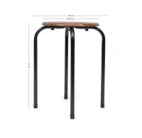 The Secret Home - Taburete de Metal con Base de Madera - Banqueta Apilable - Alto. 45 cm x Diámetro. Ø30 cm - details 2
