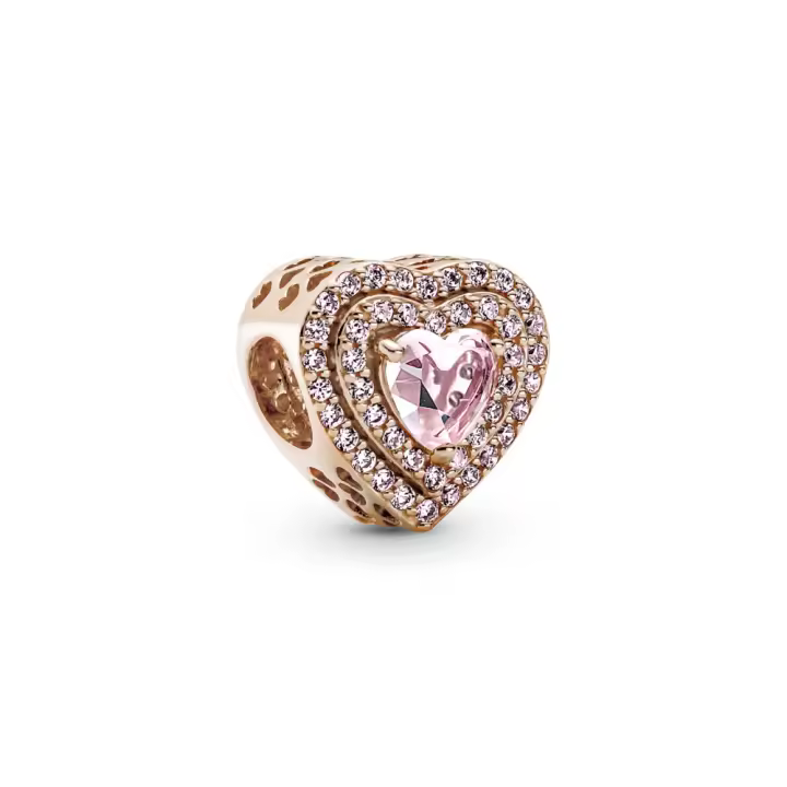 Pandora Pandora Charm con un recubrimiento en oro rosa de 14k Corazón Nivelado Brillante 789218C01 , para Mujer - 1