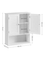 Armario colgante de baño con puertas de persiana, estante ajustable y compartimento abierto, gris ahumado, blanco - 20x60x70 cm - details 6