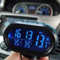 Reloj para Automóvil, DC 12-24V Termómetro digital para Automóvil Voltímetro Monitor Reloj y Reloj bidireccional LCD - details 0