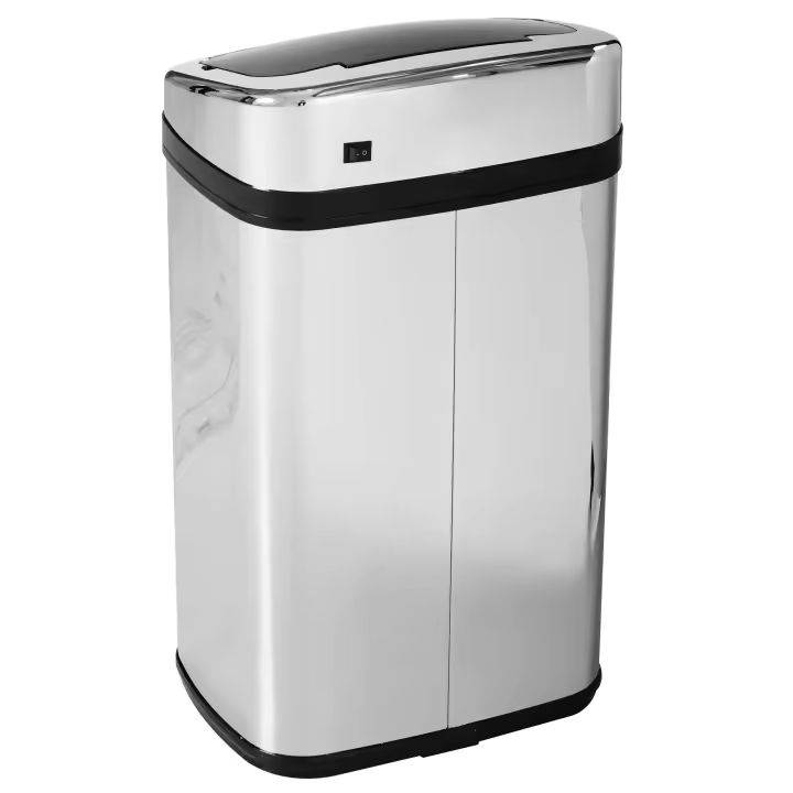 HOMCOM Papelera de Cocina 30L Cubo de Basura para la Cocina con Sensor Detector de Movimiento y Apertura Automático de Acero Inoxidable y ABS 33x25x58 cm Plata y Negro - 1