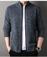 Chaqueta De Punto Para Hombre Con Cuello Erguido Estilo Coreano Slim Fit Color Sólido Abrigo De Otoño E Invierno Con Cierre De Cremallera - details 14